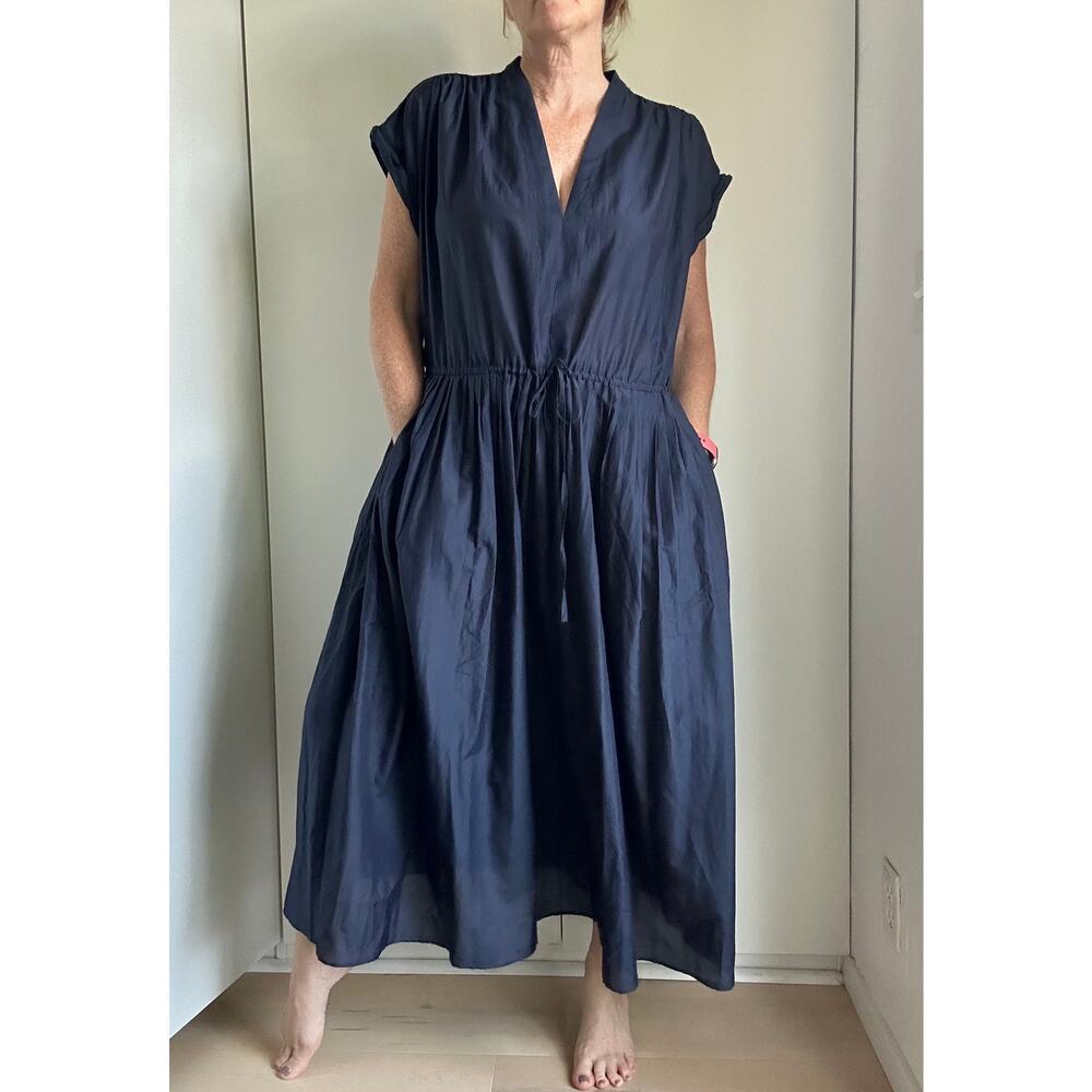 AYR Navy Blue Midi silk dress